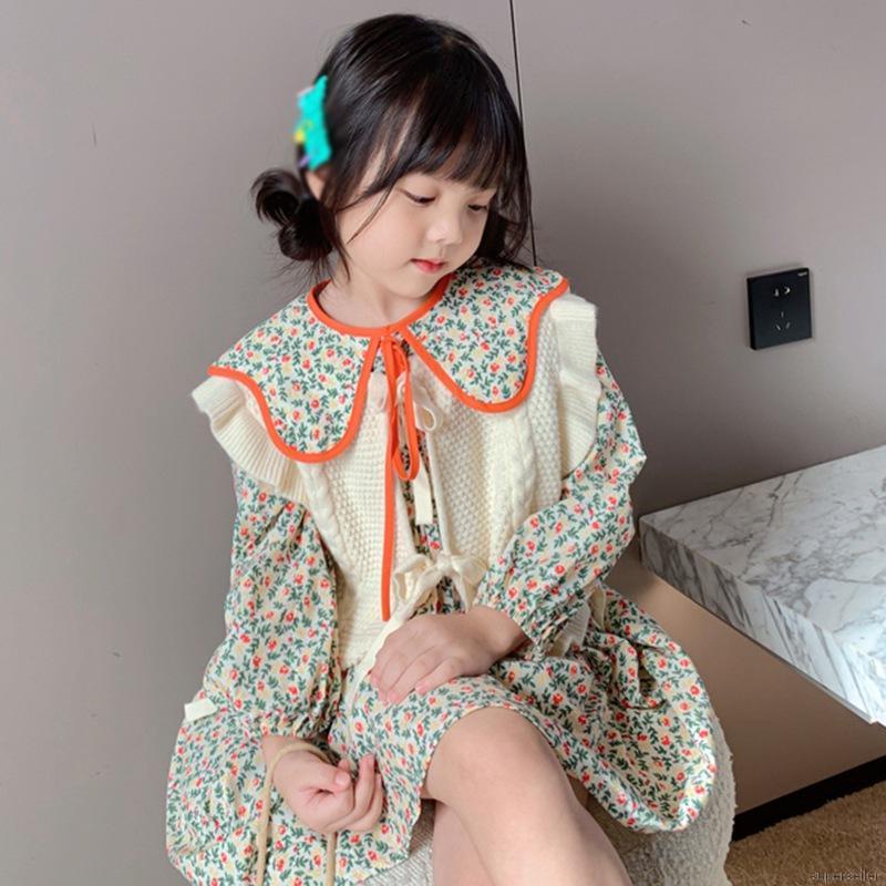 Đầm dài tay in hoa phong cách hàn quốc dành cho bé gái