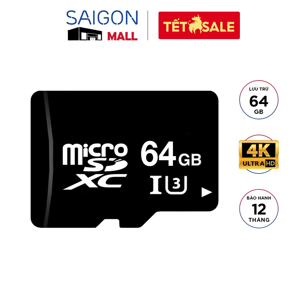 Thẻ nhớ microSDXC 64GB OEM tốc độ class 10 U3 hỗ trợ quay phim Full HD - 4K | BigBuy360 - bigbuy360.vn