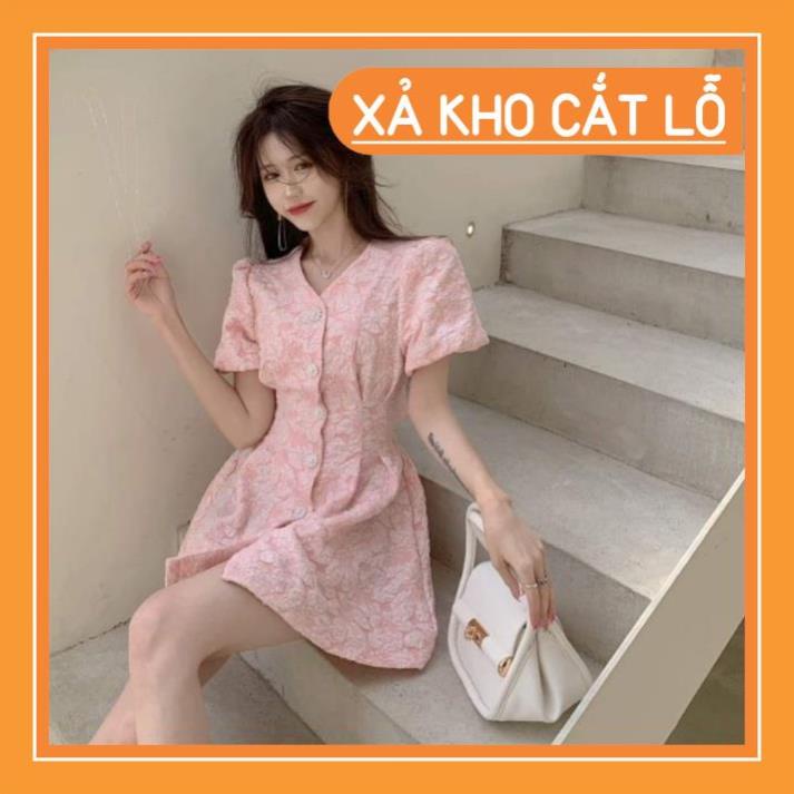[Quần Áo Hot] Đầm nữ cổ chữ V họa tiết dập nổi thanh lịch ngọt ngào nữ tính | BigBuy360 - bigbuy360.vn