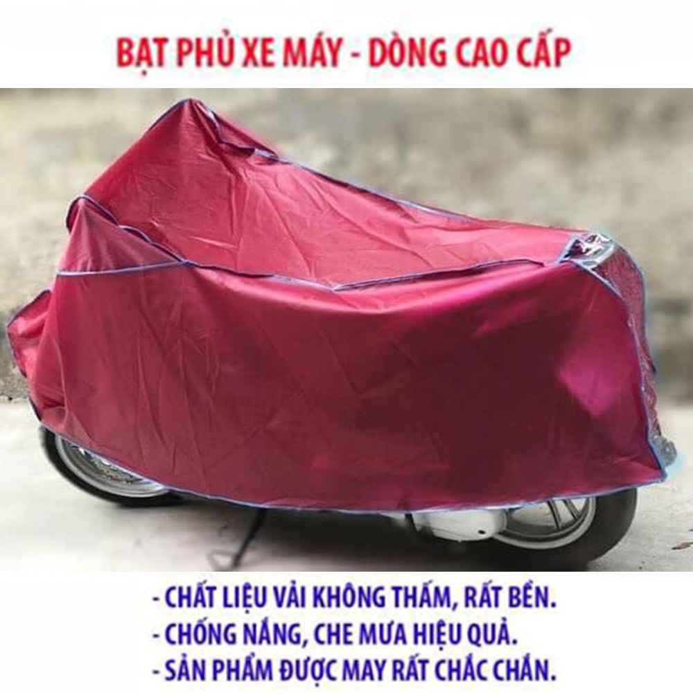 Bạt Phủ Xe Máy Chống Nắng Mưa Cao Cấp, Bạt Phủ Xe Máy Bằng Vải Dù Pha Nilon Chống Thấm Tuyệt Đối, Trùm Cả Xe