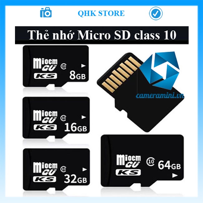 Thẻ nhớ Micro SD class 10 16gb, 32gb, 64gb dùng cho camera, điện thoại, máy ảnh