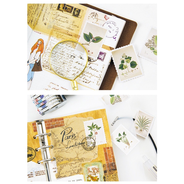 Bộ sticker/ Hình dán Kiểu Dáng Hình Tem hoạ tiết Lá (46 Hình)