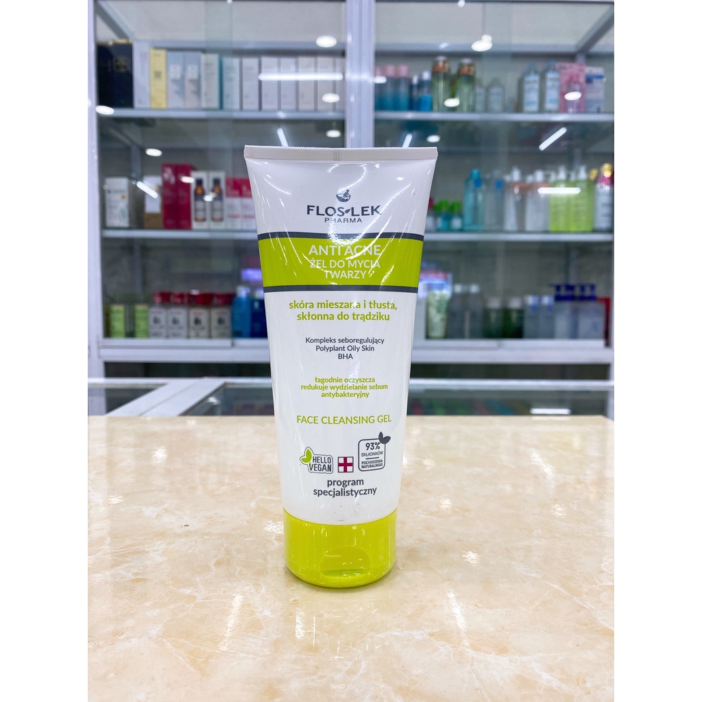 Gel Rửa Mặt Diệt Khuẩn Giảm Mụn Floslek Pharma Antibacterial Face Cleansing Gel 200ml