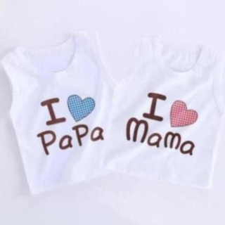 Áo ba lỗ cho bé trai bé gái mẫu i love mama, papa