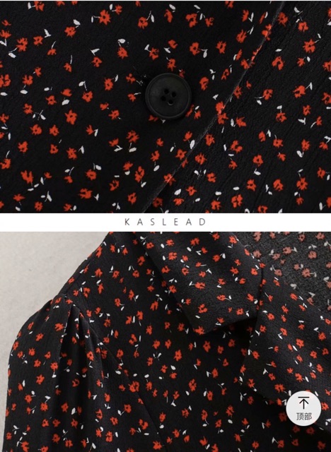 Đầm hoa nhí cổ vest xoè đuôi cá