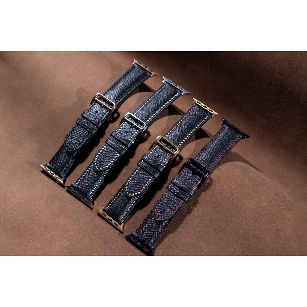 Dây đồng hồ apple watch da bò epsom handmade màu xanh navy