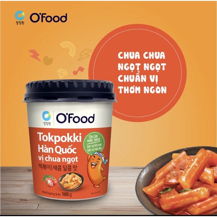 Tokpokki Hàn Quốc O'Food hộp/cốc ăn liền 5 vị tiện lợi 105g