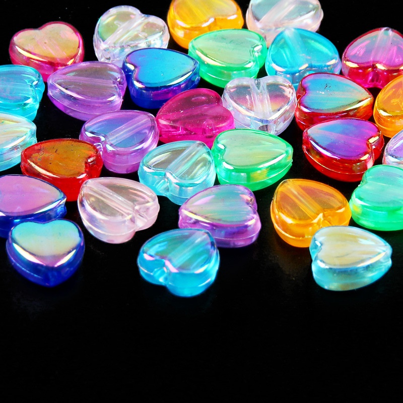 Túi 100 Hạt Xỏ Lỗ Hình Trái Tim 8 * 9mm Nhiều Màu Sắc