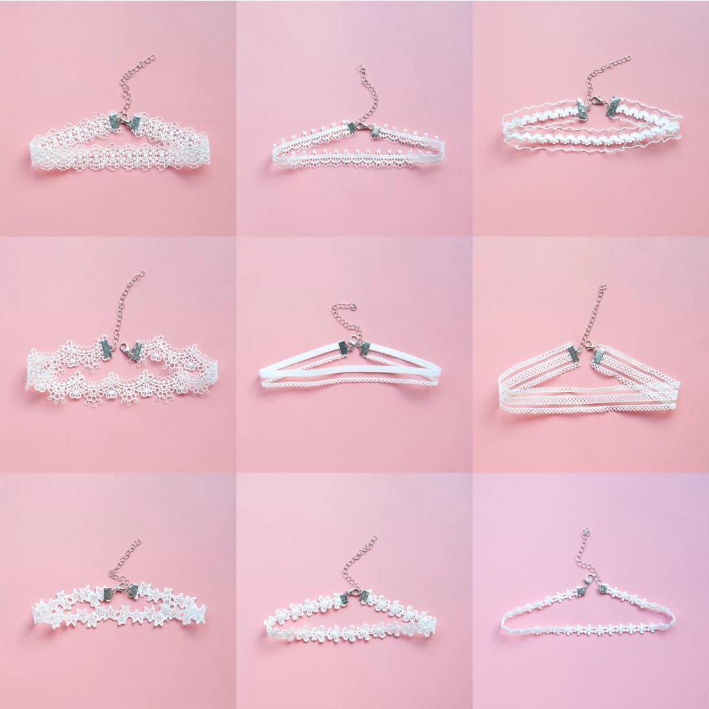 Vòng Cổ Choker Dây Ren Màu Trắng Phong Cách Hàn Quốc Thời Trang