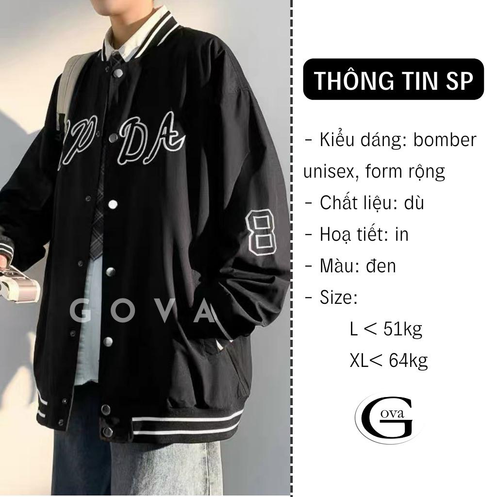 Áo Bomber Dù 2 Lớp PP DA Form Rộng Nam Nữ, Áo Khoác Dù Bóng Chài Chống Nắng Ulzzang Unisex GOVA
