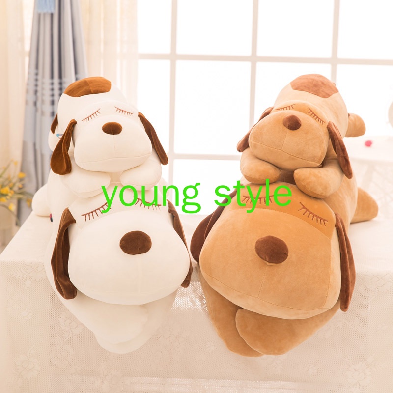 [Giá ưu đãi] Gấu bông teddy Chó tai dài lười biếng, thú nhồi bông hình con chó Size 35cm &amp; 55cm