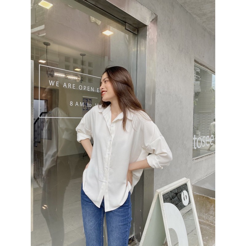 Áo sơ mi nữ form rộng, LUCETFASHION Comin Shirt, áo sơ mi nữ dài tay