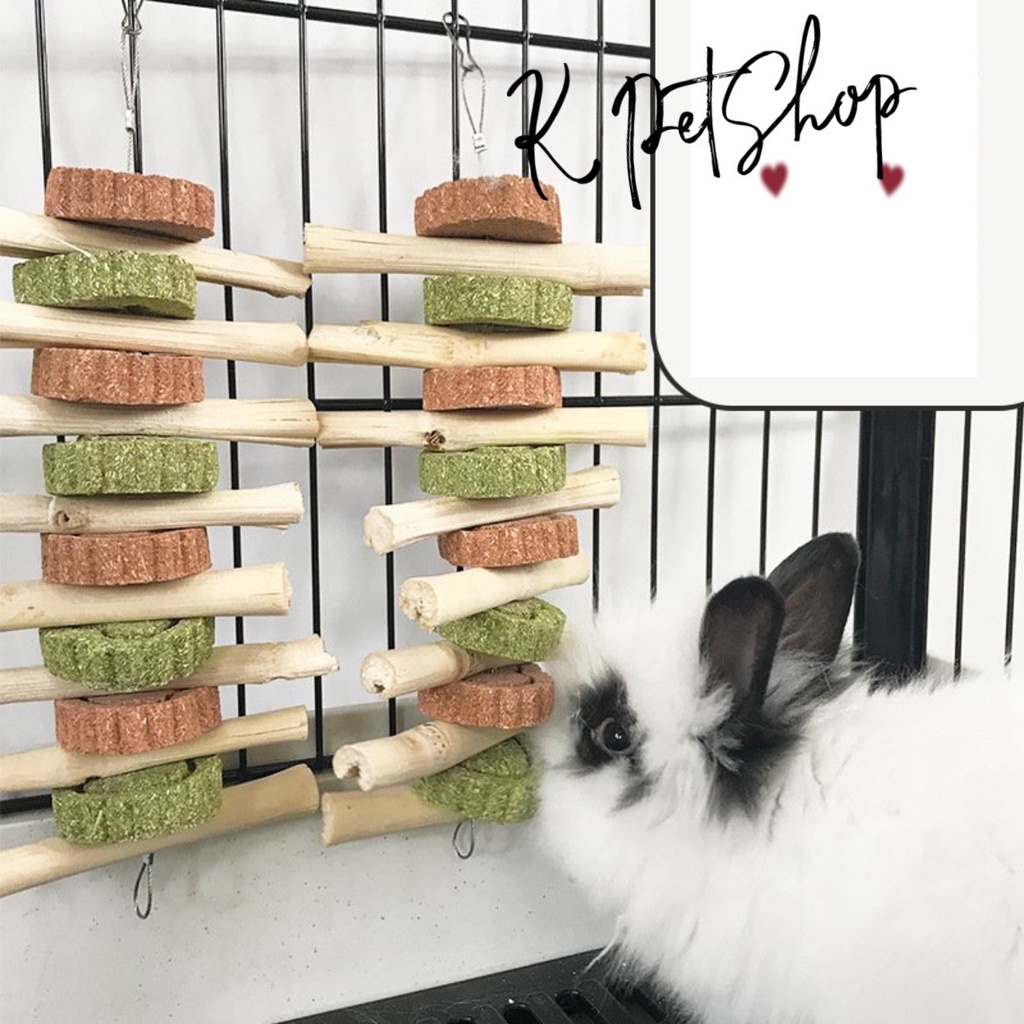 Bánh Cỏ Cà Rốt Mix Cành Táo Mài Răng  Bánh Cỏ Timothy Mài Răng Thức Ăn Cho Thỏ , Bọ, chinchilla