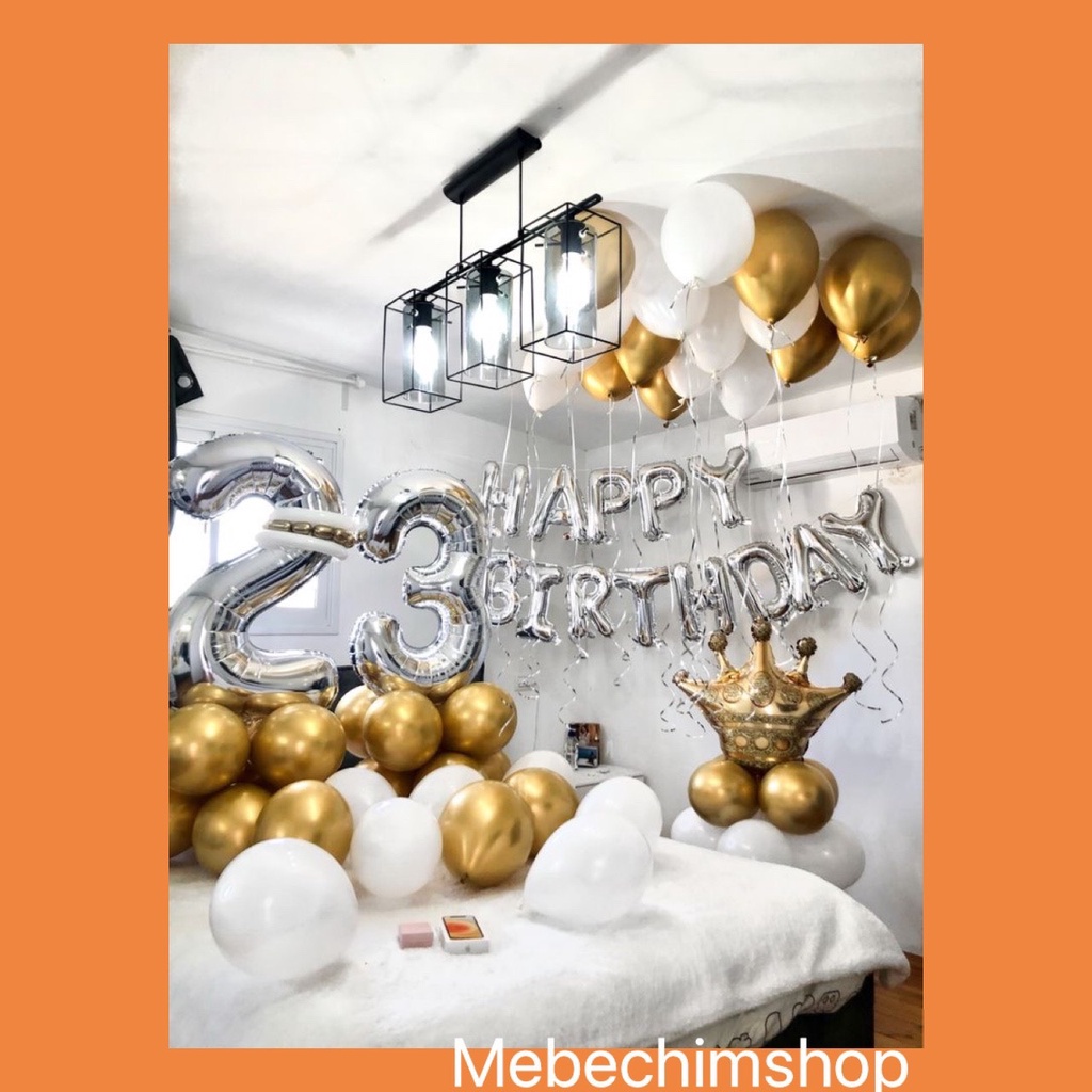 Set Bóng Sinh Nhạt SB-001 Đầy Đủ Phụ Kiện Tông Bạc Vàng