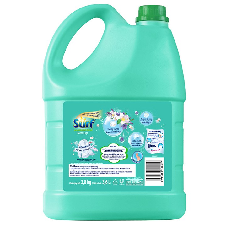 Surf Nước giặt Hương Sương Mai Dịu Mát can 3.8kg