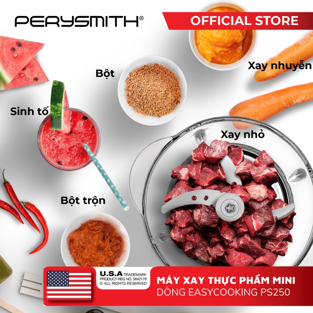 Máy xay thực phẩm mini không dây PerySmith PS250 sạc USB