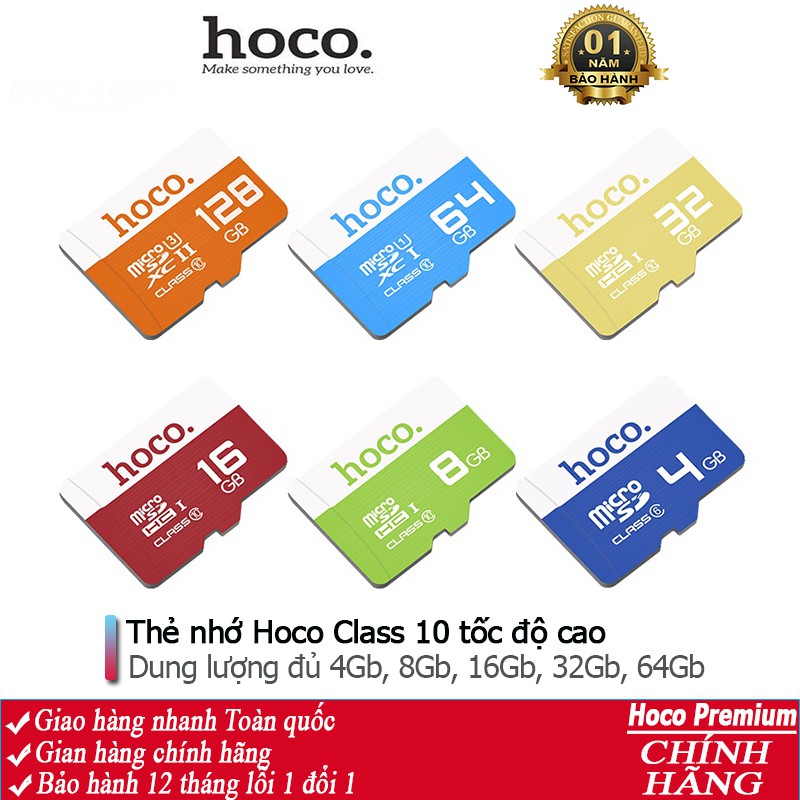 Thẻ nhớ lưu trữ Hoco đủ dung lượng 4Gb, 8Gb, 16Gb, 32Gb, 64Gb Class 10 truyền dữ liệu cực nhanh - Chính hãng