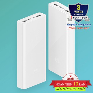 Pin sạc dự phòng Xiaomi Gen 3 20000mAh - Sạc nhanh hai chiều 3.0 18W - Sạc đồng thời 3 thiết bị - Cổng Type C
