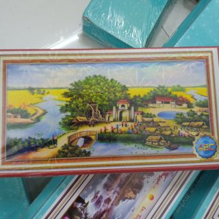 Tranh đính đá phong cảnh làng quê khổ lớn kt 200*90 cm hình thật