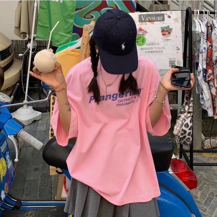 Áo Thun Nữ Cổ Tròn In Chữ Phong Cách Hàn Quốc