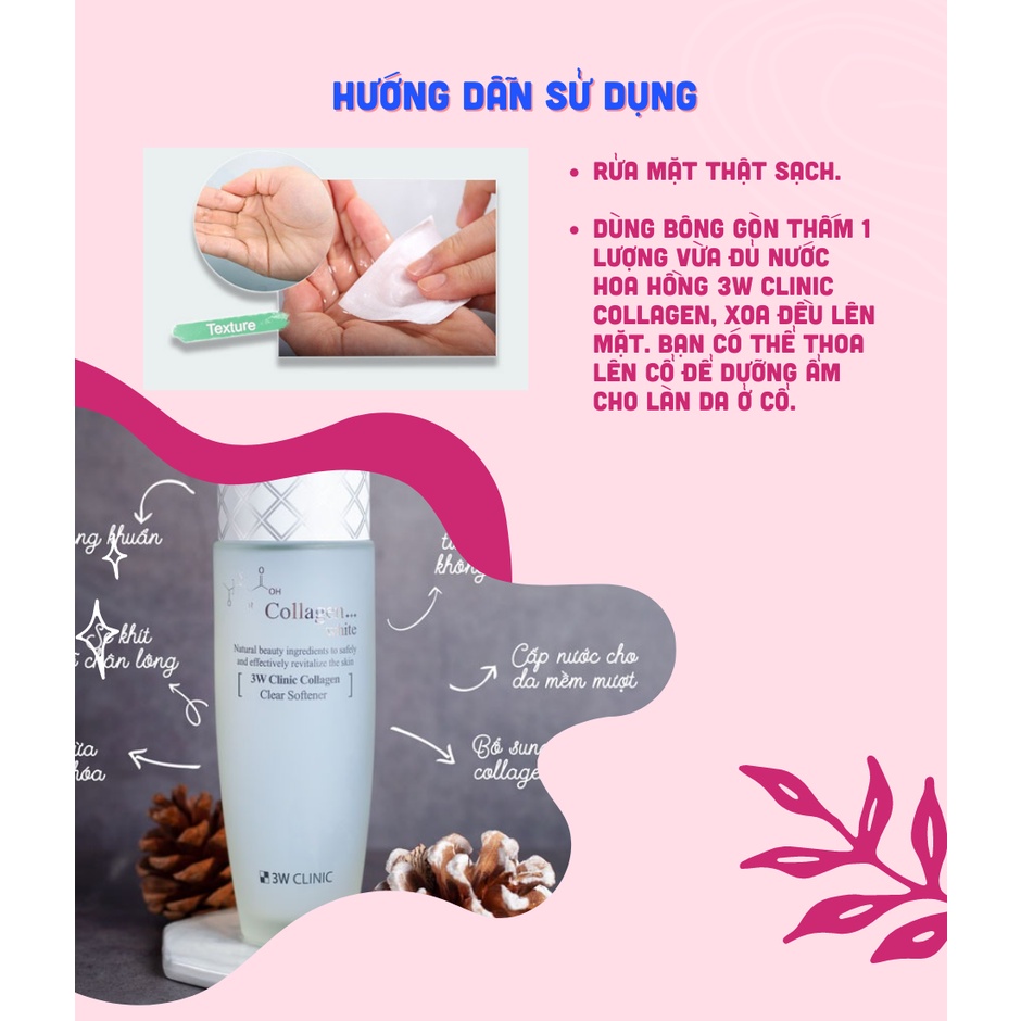 Combo Dưỡng Trắng Da Tinh Chất Collagen 3W Clinic Collagen Whitening