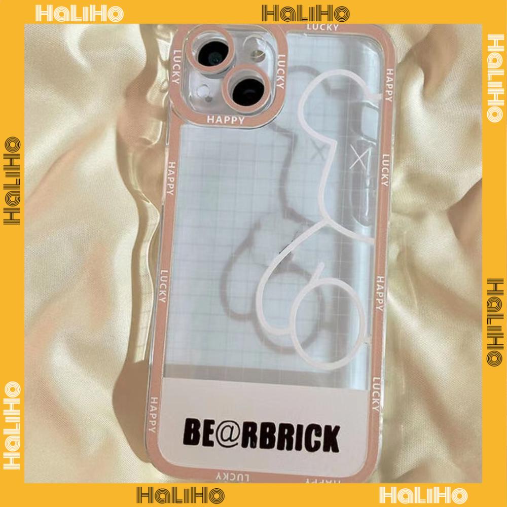 iPhone Case Silicone Soft Case Clear Case Square Edge Shockproof Protection Camera Cartoon Bear Cute Compatible For iPhone 11 iPhone 13 Pro Max iPhone 12 Pro Max iPhone 7 Plus xr