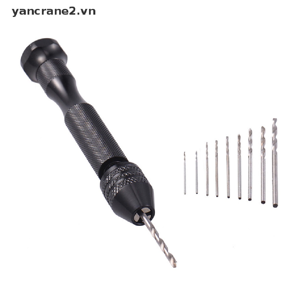 Máy Khoan Cầm Tay Mini Làm Từ Nhôm Và 10 Mũi Khoan Xoắn
