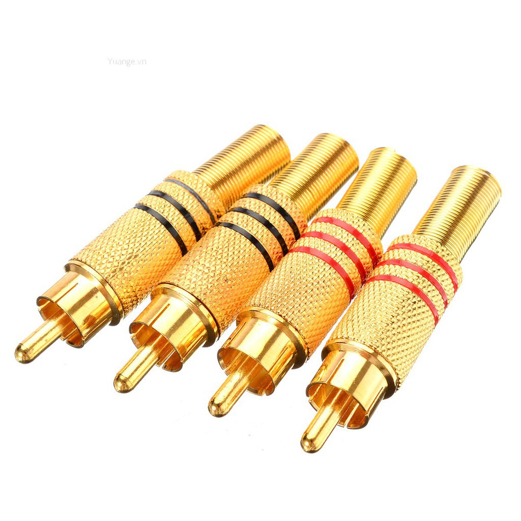 Set 4 Đầu Nối Cáp Âm Thanh Rca Vàng Chất Lượng Cao