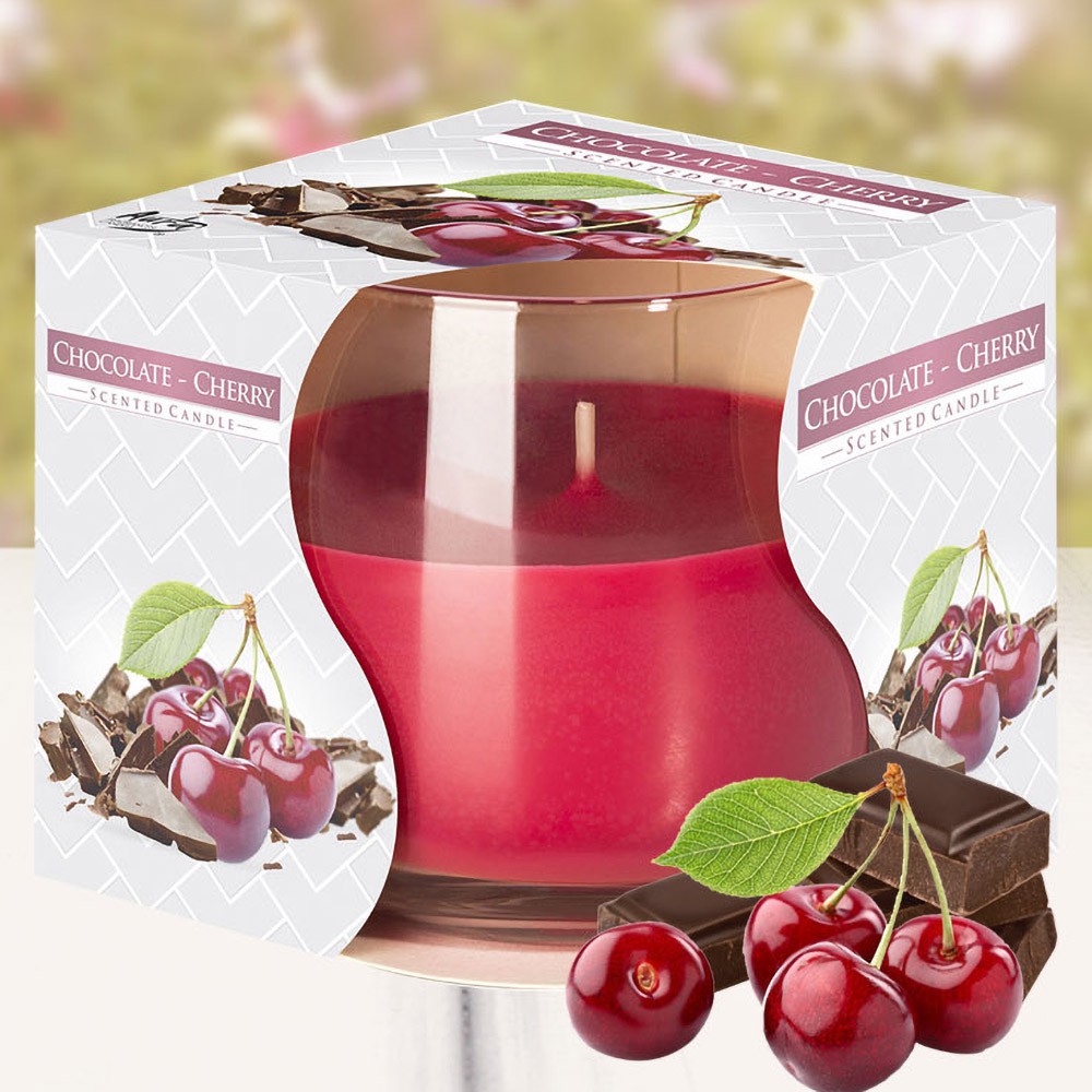 Ly nến thơm tinh dầu Bispol Chocolate Cherry 100g QT024454-sôcôla, anh đào, nến trang trí, thơm phòng, thư giãn, khử mùi