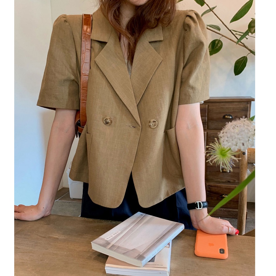 Áo Khoác Vest Tay Ngắn Chất Liệu Cotton Lanh 49384 Thời Trang Cho Nữ | BigBuy360 - bigbuy360.vn