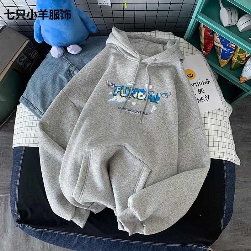 Áo Hoodie Nỉ Tay Dài Dáng Rộng In Hình Thời Trang Hàn Quốc Dành Cho Nam Nữ Size M-5XL