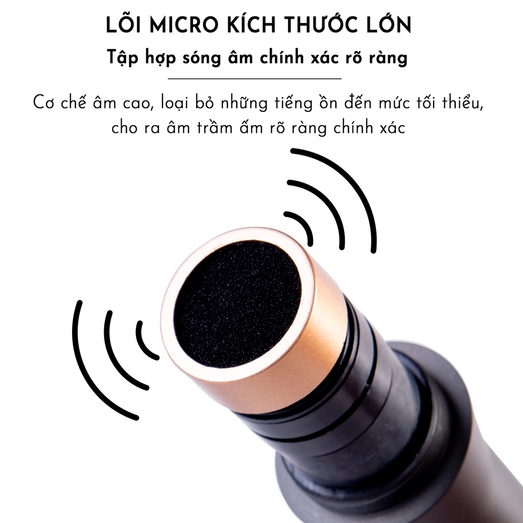 Micro karaoke có dây JSJ GL 8.0S thiết kế lưới tản nhiệt cổ điển giảm tạp âm chống nhiễu thân kim loại được phủ nhám