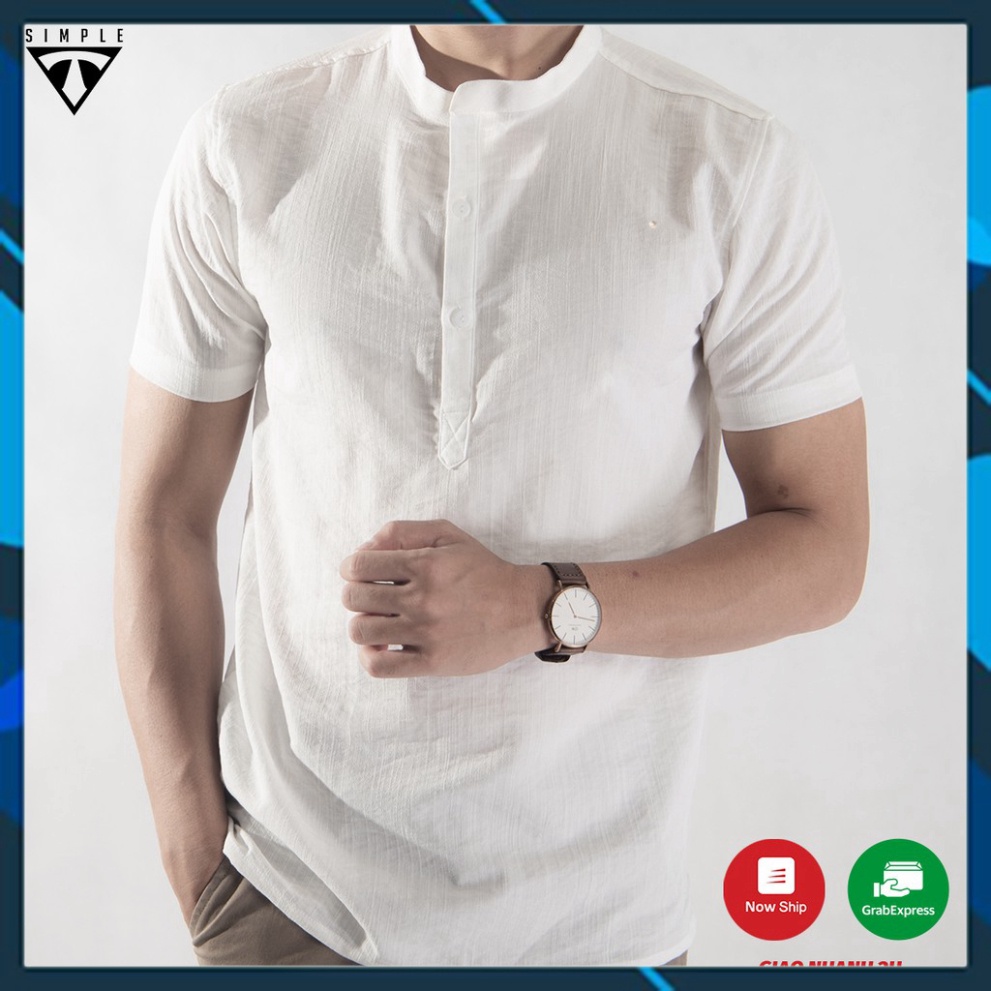 Áo Sơ Mi Đũi Nam TSIMPLE ngắn tay cổ tàu vải Linen mềm mịn thoáng mát lịch sự thời trang cao cấp ADS Sale giá sốc