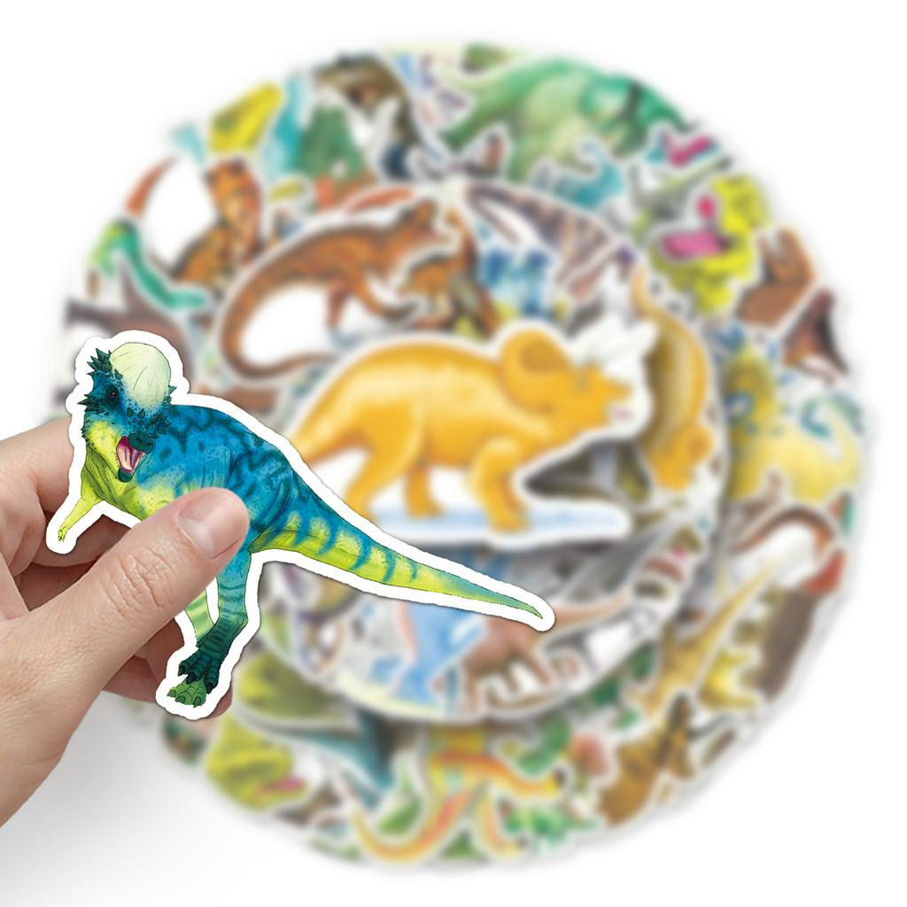 Bộ 50 Miếng Dán Chống Thấm Nước Họa Tiết Dinasour Vui Nhộn Trang Trí Xe Hơi / Nhà Cửa