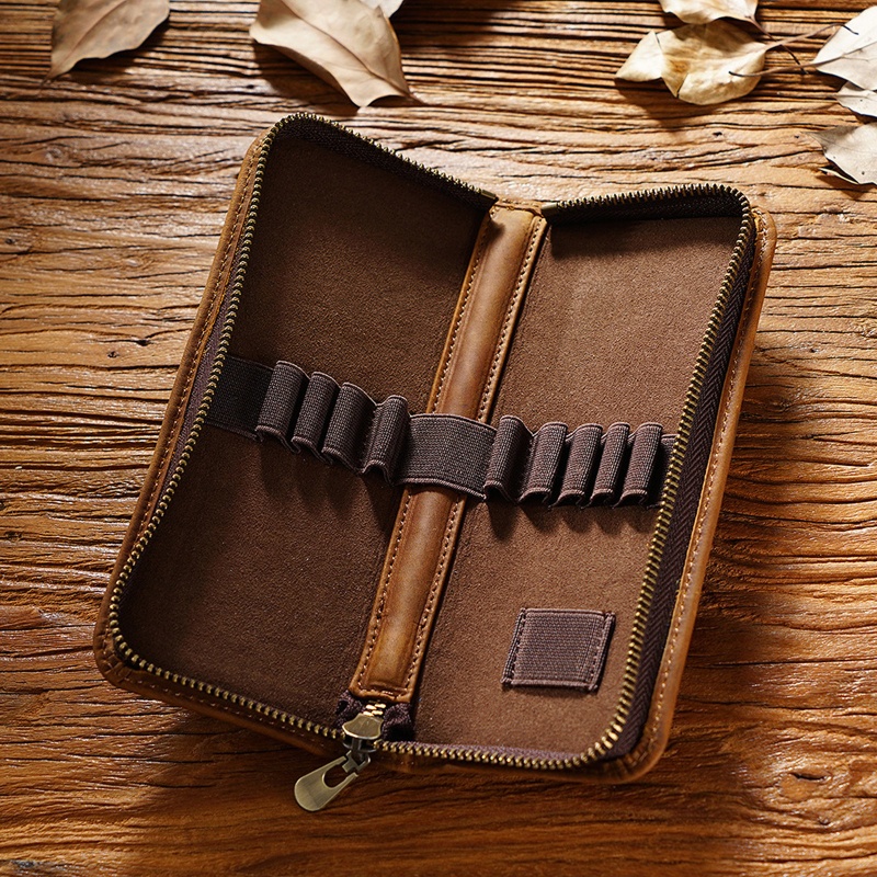 Túi Đựng Bút Bằng Da Phong Cách Retro Kích Thước Nhỏ Gọn Kích Thước 7 8X3