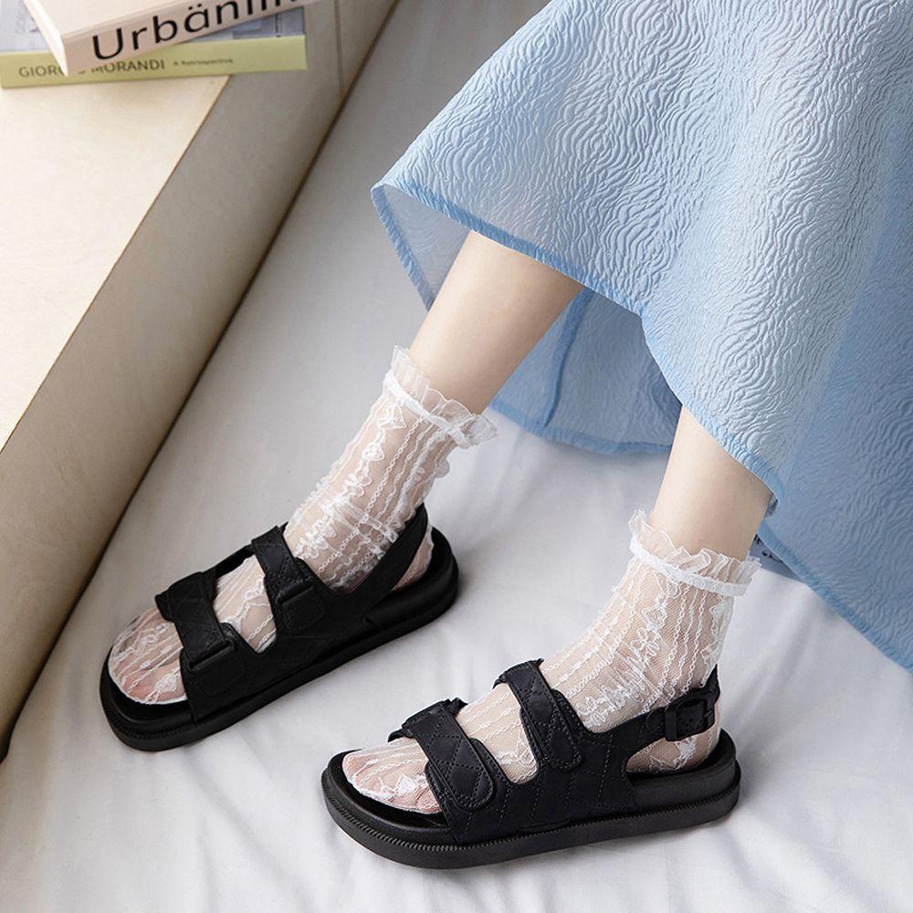 AROMA Vớ Màu Trơn Phối Ren Thời Trang Theo Phong Cách Lolita Nhật Bản Dành Cho Nữ