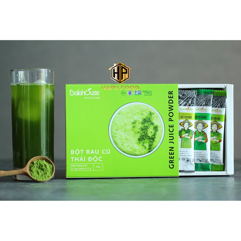 Bột rau củ thải độc Dalahouse Hộp 63g ( 21 gói x 3g ) - Detox giảm cân, thanh lọc cơ thể - Bolyfood