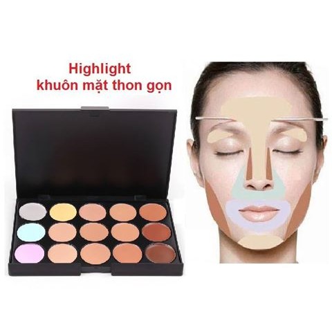 Bộ kem tạo khối highlight + che khuyết điểm 15 màu