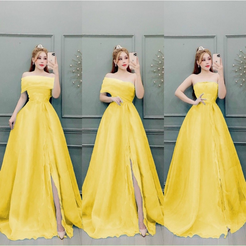 Đầm maxi dự tiệc dạ hội xẻ đùi mặc dc 3 kiểu TRIPBLE T DRESS - size M/L - MS214V