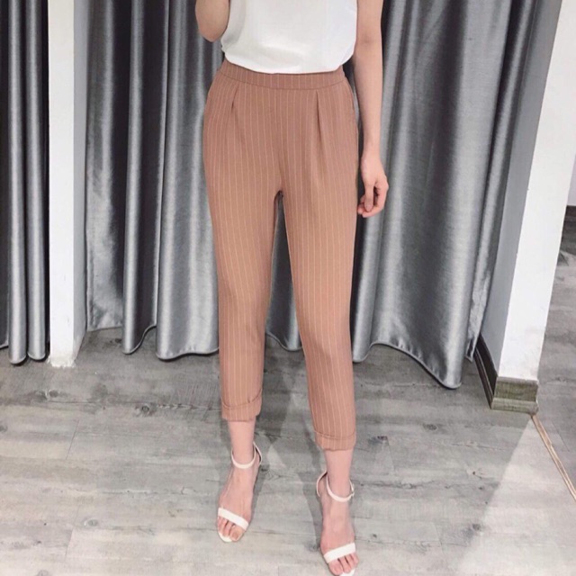 Quần baggy chun kẻ sọc