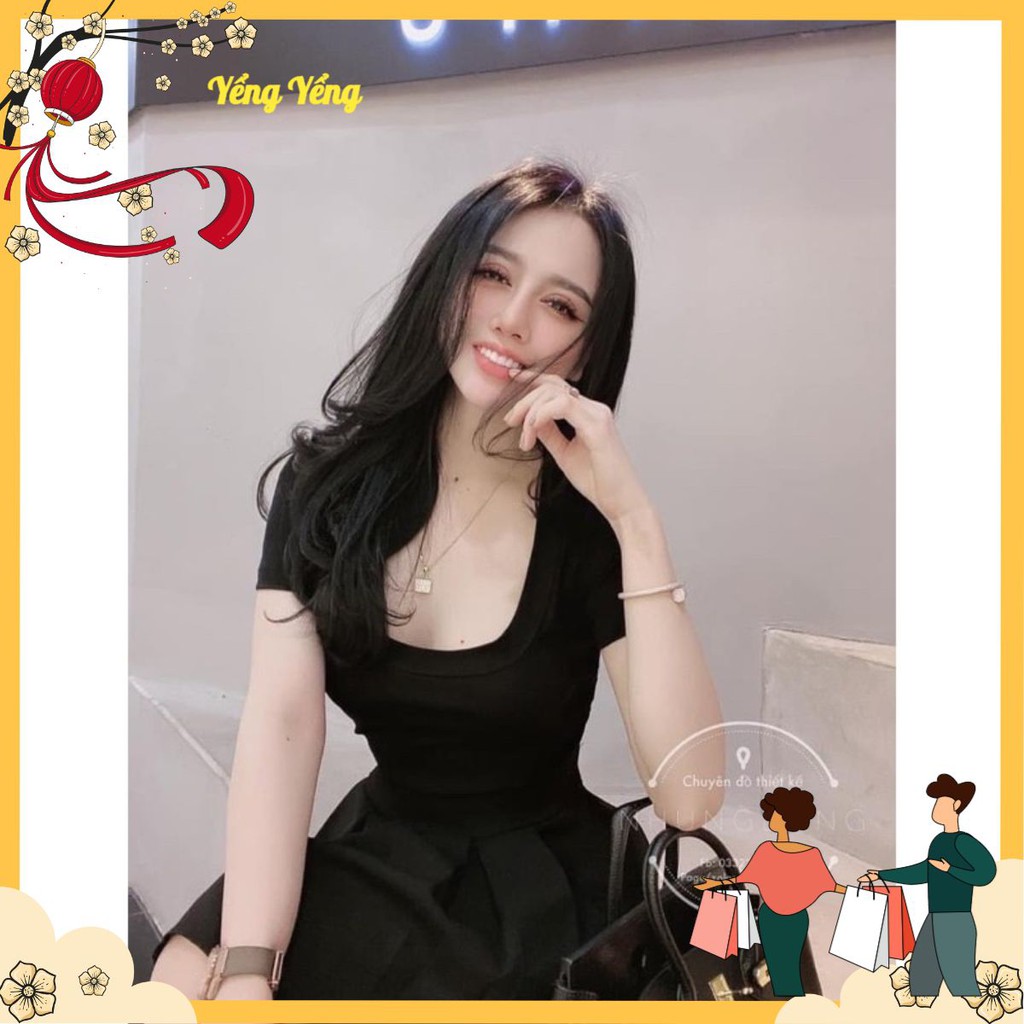 ANU104 - ÁO BODY ZIP CỔ VUÔNG NGẮN TAY NỮ