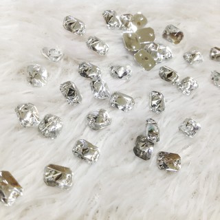 10 Hạt kết áo hình vuông chữ nhật chóp tráng gương ánh bạc size 0.8cm