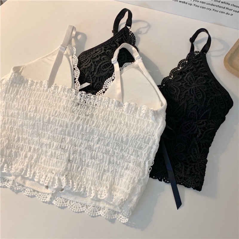Áo 2 dây ren đan dây dáng croptop sexy Bra02
