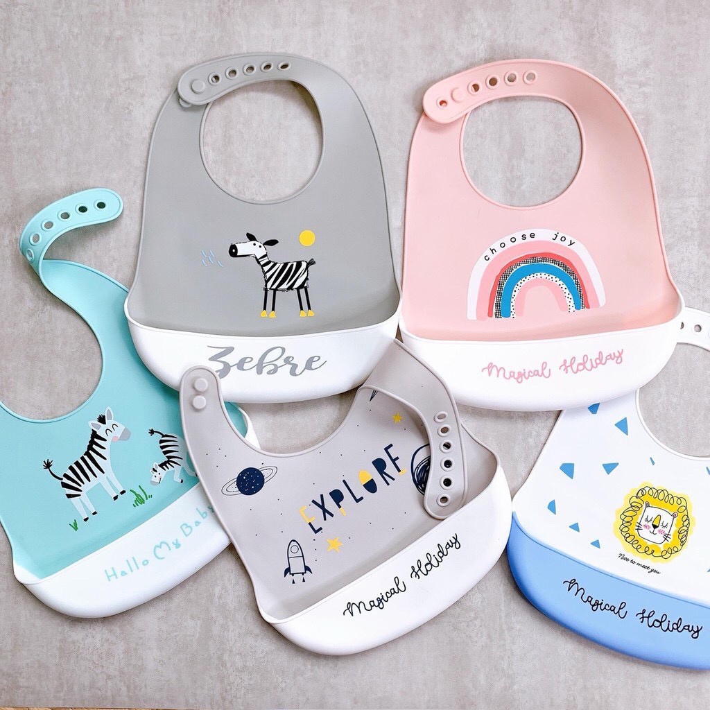 [MKB gift] - Yếm Ăn Dặm Có Máng - Silicon