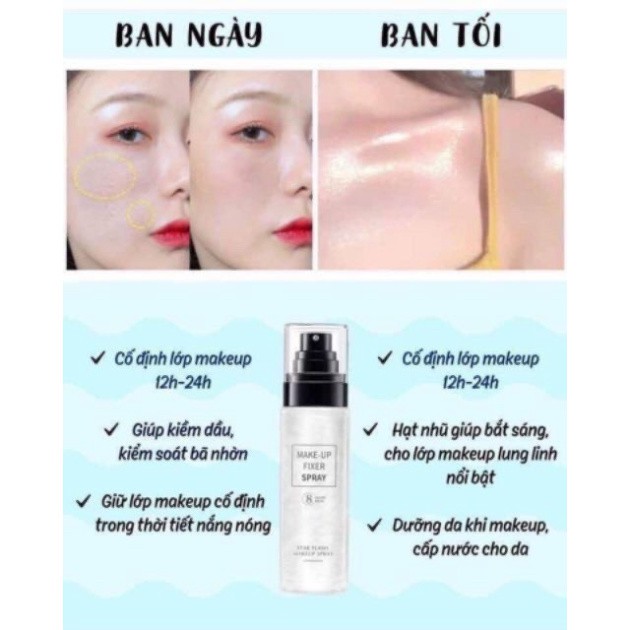 Xịt khoáng khóa nền makeup lớp trang điểm màu nhũ 100ml, chai xịt khoáng dưỡng ẩm, cấp ẩm cho da