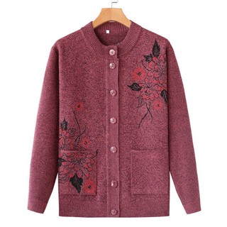 Áo len nữ trung niên❤️FREESHIP❤️ Áo trung niên thêu hoa tặng mẹ tặng bà - len dệt kim quảng châu cao cấp