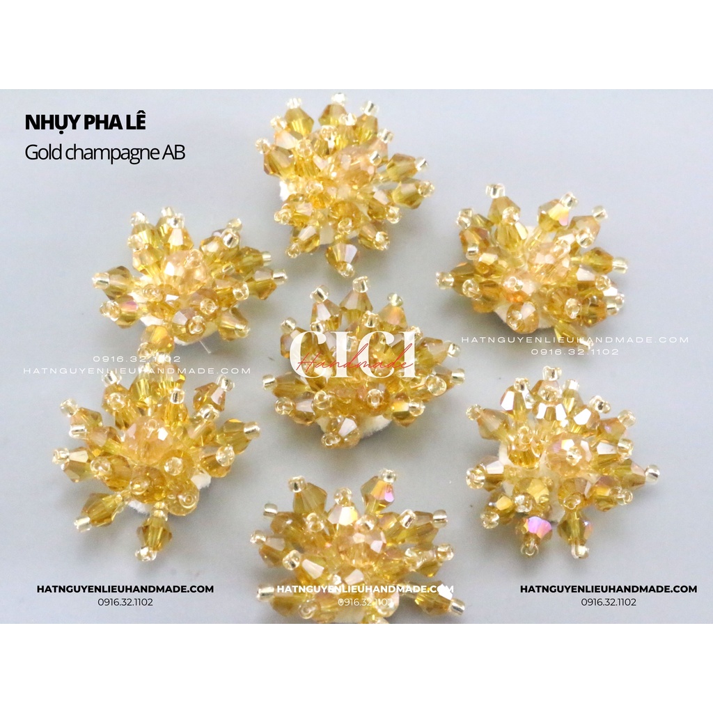 Nhụy pha lê chùm 2.5cm Cici Handmade nguyên liệu đính kết center hoa cài áo đá pha lê DIY