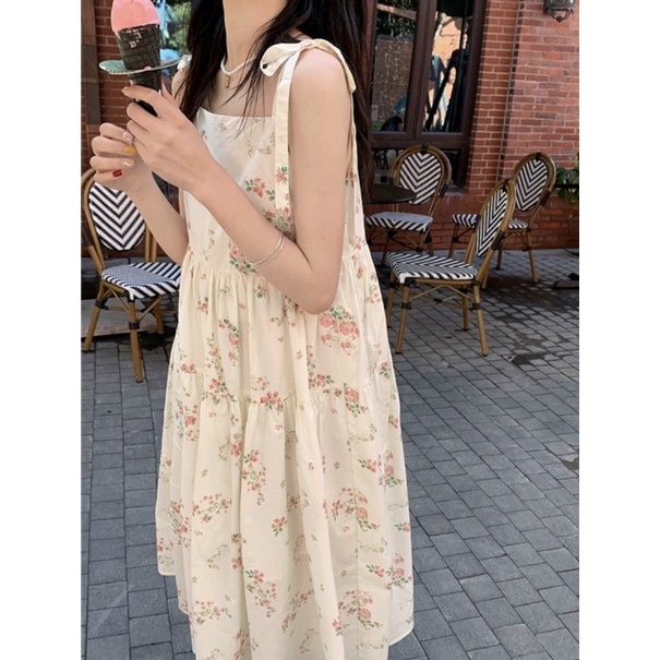 Đầm váy hai dây hoa nhí dễ thương xin xắn, hàng 2 lớp không sợ lộ Setstore