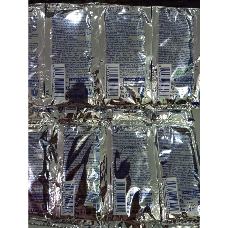 Dây 12 gói Dầu Gội Dove Ngăn Gãy Rụng Tóc Tinh chất thiên nhiên 6g -68343880