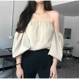 Áo croptop tay lỡ bồng nhún chun ngực - by SugarG